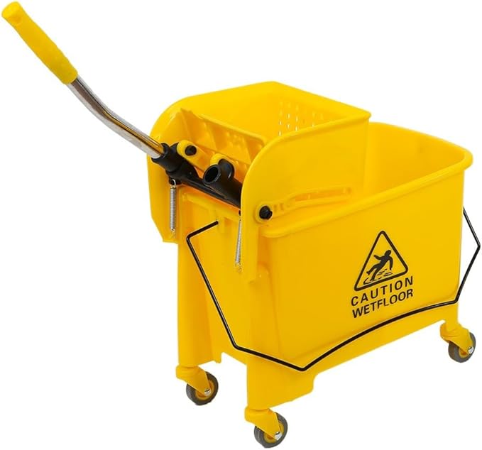 Commercial Mop Bucket with Wheels 20L Gallon, Side Press Wringer Combo Mop Bucket, Combo Cart Set for Restaurant Home Floor Cleaning Use