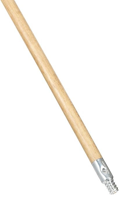Rubbermaid Commercial Products Lacquered-Wood Broom Handle With Threaded Metal Tip, 60", Natural for Floor Cleaning/Sweeping in Home/Office, Pack of 12
