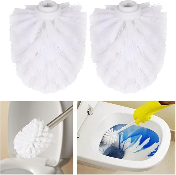 Faddare 2pcs Toilet Brush Replacement Head, Plastic Replacement Toilet Bowl Brush Head, Universal Round Ball Shaped Toilet Brushes Heads Bathroom Brush Cleaners Bathroom Cleaning Tool(White)