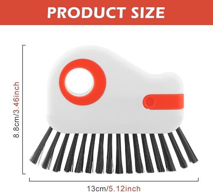 2Pcs 2 in 1 Groove Cleaning Brush, Window Track Cleaning Tools with Hidden Scraper, Multifunctional Hard Bristle Grip Brush for Sliding Door Track
