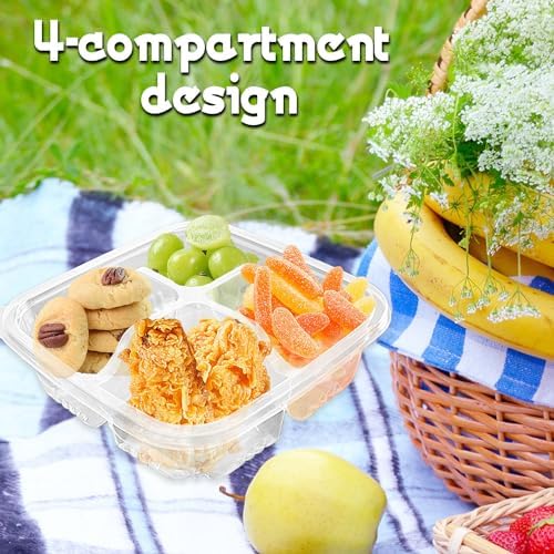30 Pcs Bento Snack Containers,4 Compartment Meal Prep Lunch Containers