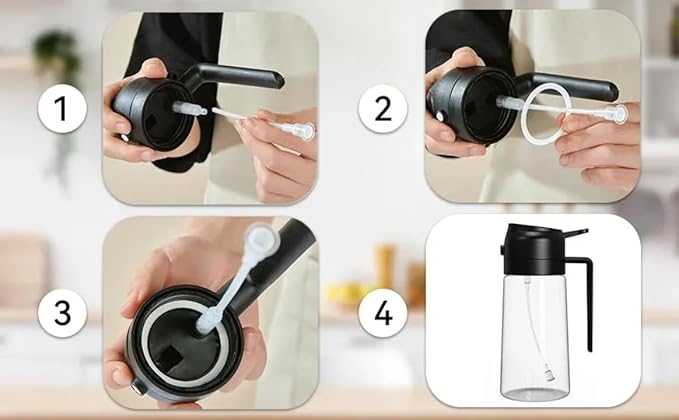 16oz/470ml Glass Olive Oil Sprayer for Cooking – 2 in 1 Oil Dispenser Bottle, Dual Spray & Pour, Food Grade, Leakproof Kitchen Oil Spray Bottle for Air Fryer, Salad, BBQ