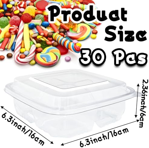 30 Pcs Bento Snack Containers,4 Compartment Meal Prep Lunch Containers