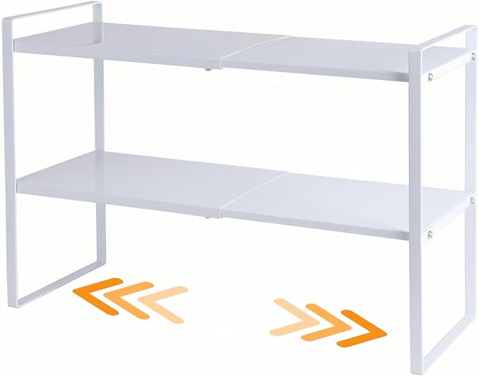 2-Tier Expandable Organizer Shelf for Kitchen Cabinet, Countertop