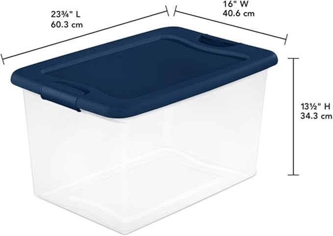 18-Pack Color Program, Large Clear Plastic Storage Bins with Lids, 64 Quart
