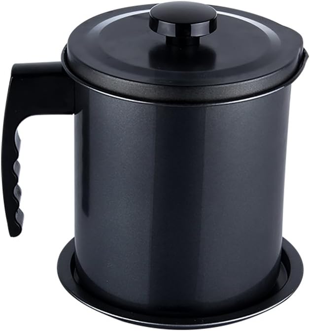 Oil Storage Grease Keeper, Grease Strainer Pot Grease Container with Mesh Strainer (1.6 L-B)
