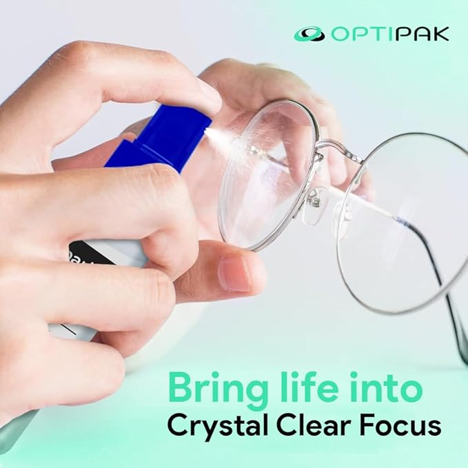 Sparkle Anti-Reflective Lens Cleaner Spray kit | (1) 1oz Glasses Cleaner Spray + (1) Microfiber Cloth for Eyeglasses, Sunglasses, Lenses