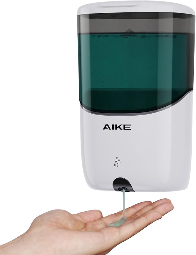 AIKE Liquid Automatic Wall Mount Soap Dispenser,Battery Operated Model AK1216,White