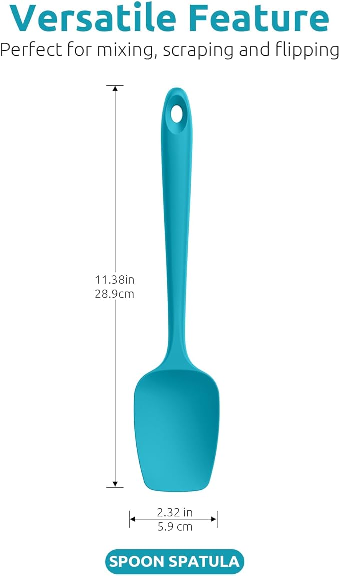 U-Taste Silicone Spoon Spatula Set, 600ºF High Heat Resistant Food Grade Flexible Rubber Scraper, Cooking Mixing Baking Kitchen Utensils Set of 3 (Marrs Green)