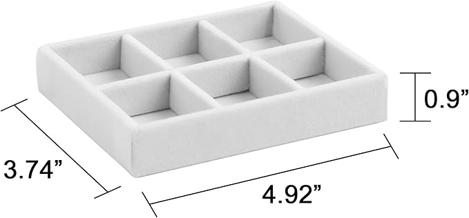 Small Jewelry Tray Set, Stackable Velvet Jewelry Organizer Tray, Set 9,White