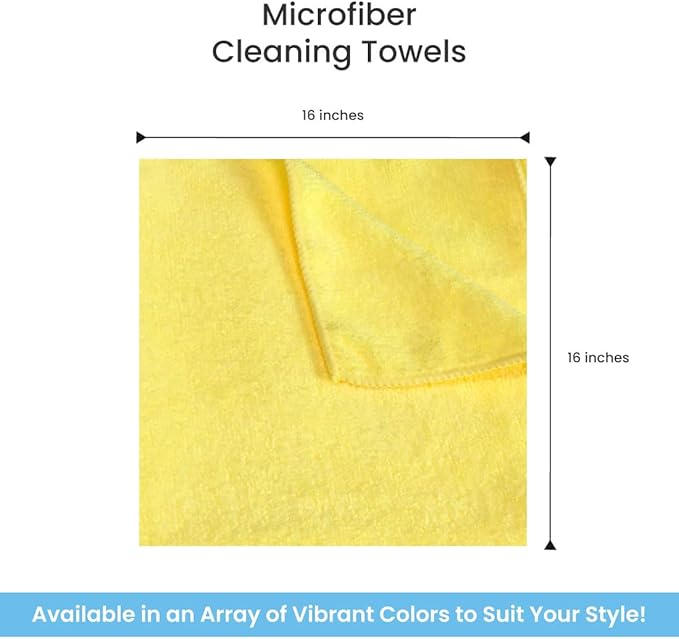 A&A Wiping Cloth- Microfiber Cleaning Towel, Super Absorbent Yellow Microfiber Towels, Perfect for House, Cars, Windows, Gym and Office, Yellow Microfiber 16x16 Towels, Pack of 180 Pieces