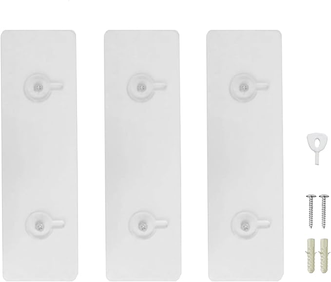 3 Packs Drill Free Adhesive Wall Hooks with Screws Set, Wall Hangers Without Nails for Soap Dispensers, Waterproof and Rustproof to Use Inside Kitchen, Bathroom, Home and Office
