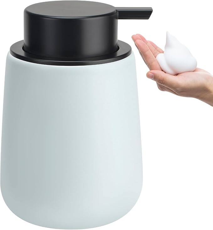 Soap Foaming Dispenser Ceramic with Easy-to-Press Pump Hand Foam Dispenser for Shampoo Bathroom Kitchen 12 oz