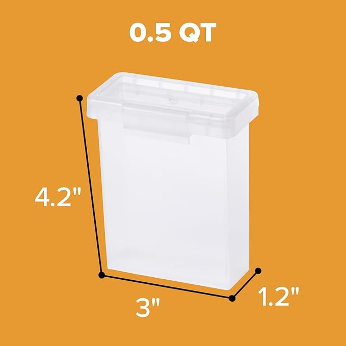 Bostitch Konnect Storage Containers with Lids, Office Organizer, Clear Plastic Box, Stackable for Crayons, Q-tips, Office Supplies, Labels, 0.5 Qt