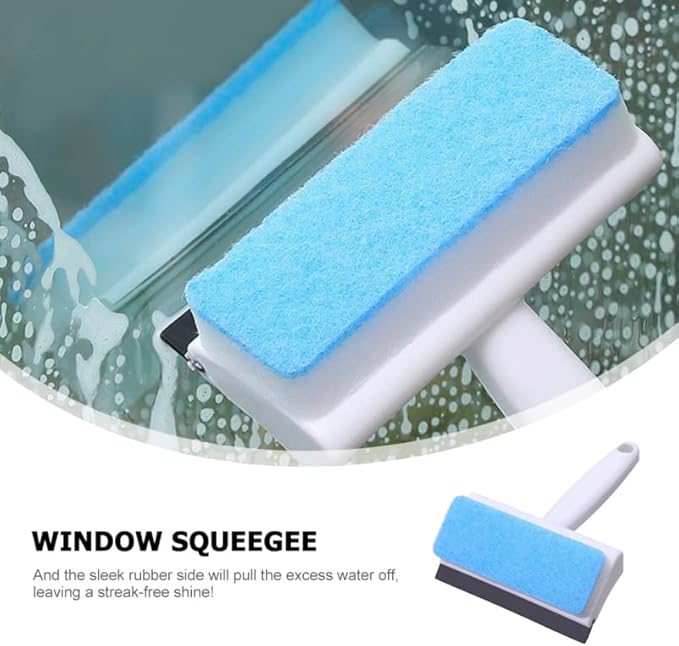 Baluue Window Cleaner - 2-in-1 Squeegee & Sponge (7.28") - Car/Glass Cleaning