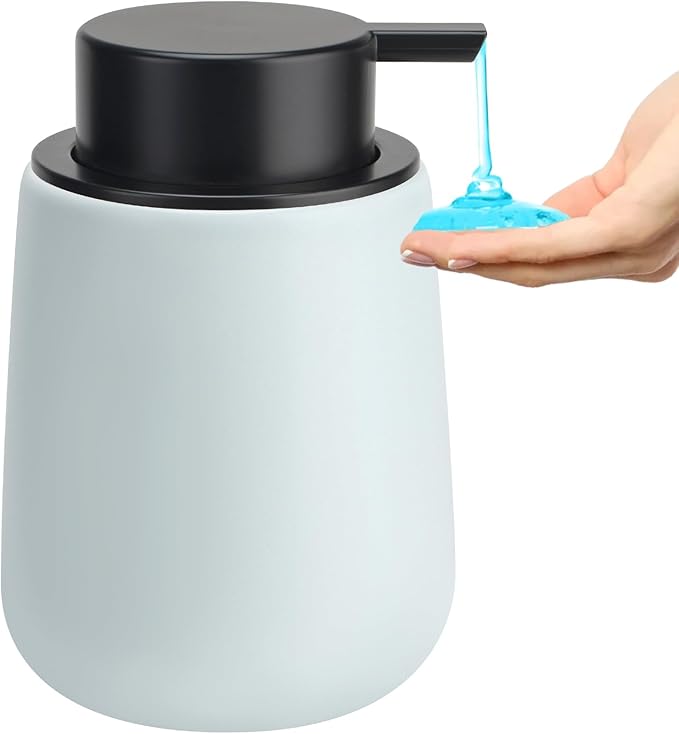 Soap Dispenser Ceramic with Easy-to-Press Pump Hand Lotion Liquid Dispenser for Shampoo Bathroom Kitchen 12 oz