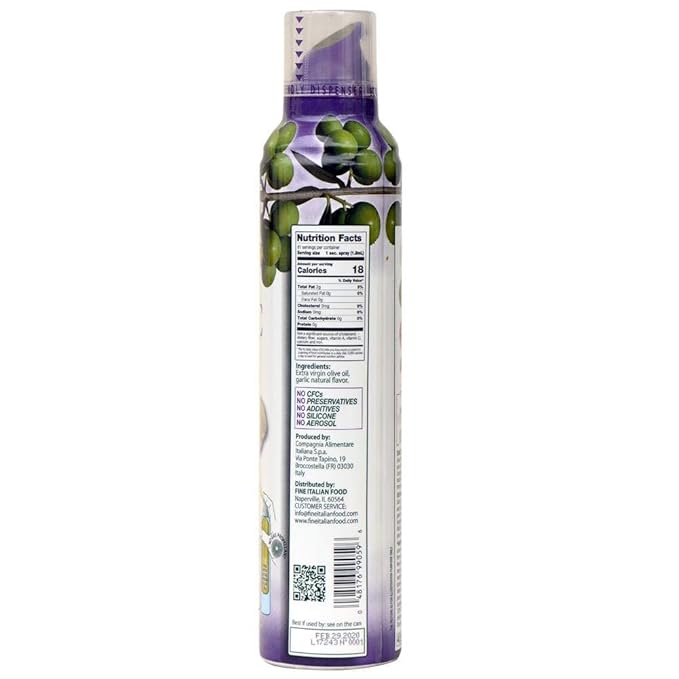 Mantova Extra Virgin Olive Oil Spray Garlic Flavored 8 oz. Spray Bottle - Manage Oil Amount - Great For Salads & Cooking (Twо Pаck)