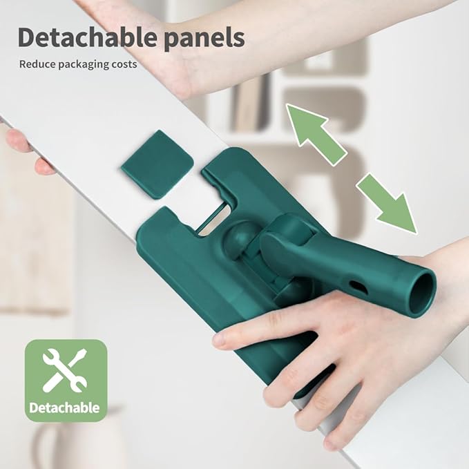 CQT Commercial Flat Microfiber Floor Mop Cleaning System 24" Inch Wet Dry and Dust Hardwood with 4 Washable Pads Cleaner for Laminate Tile Stainless Steel Handle and Extension (PT14 Green)