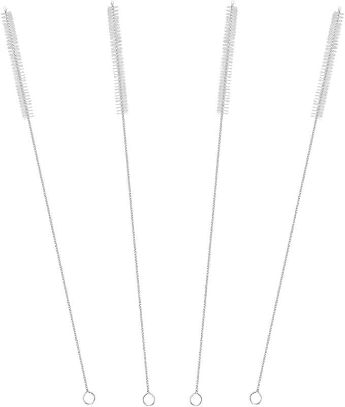 Drinking Straw Cleaning Brushes Set 15" Extra Long 10mm Extra Wide Pipe Tube Cleaner Nylon Bristles Stainless Steel Handle - 15" x 3/8" (10mm)