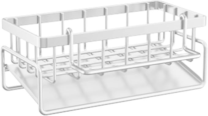 Kitchen Sink Sponge Holder, Rustproof 304 Stainless Steel Sink Caddy Kitchen Sink Organizer with High Brush Holder,Kitchen Sink Organizer for Dish Brush,Sponge,Soap Dispenser,