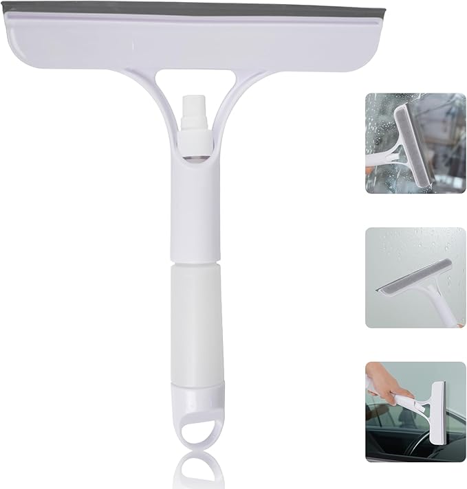 3 in 1 Squeegee for Shower Glass, Window Squeegee with Sprayer 3 in 1 WindowSqueegee Cleaner, Spray WindowSqueegee Cleaner Tool for Car, Home, Kitchen Window