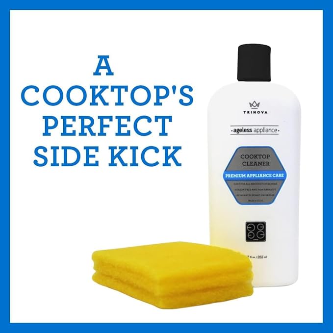 TriNova Premium Cooktop Cleaner and Scrubbing Pads. Best Cleaning Kit for Smooth Top Ranges & Stoves of Glass