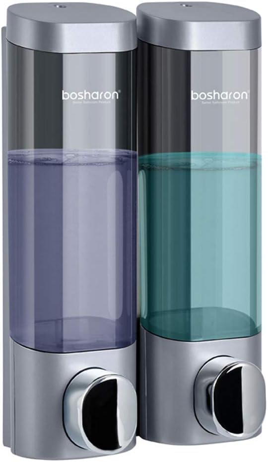 Soap Dispenser Shampoo Shower Dispenser Wall Mount 300mlx2 for Bathroom Hotel (Silver Grey)