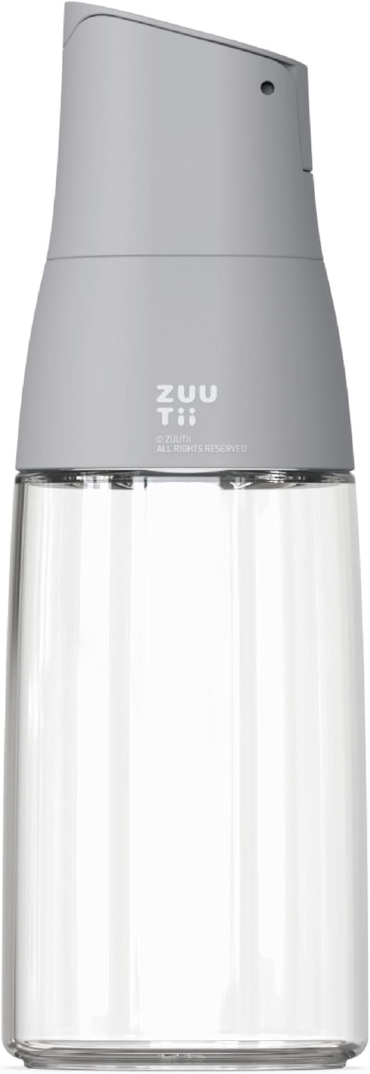 Zuutii Olive Oil Dispenser Bottle - Drip Free Spout for Kitchen, Glass, Cooking Oil & Vinegar, Light Gray