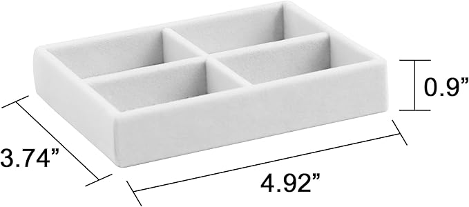 Small Jewelry Tray Set, Stackable Velvet Jewelry Organizer Tray, Set 2,White