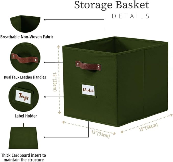 Storage Baskets, Kallax / 4pcs, Olive Green