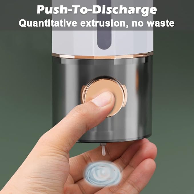 Liquid Soap Dispenser Wall Mount 450ml/15oz, Luxury Shower Hand Soap Dispenser, Self Adhesive Shampoo Dispenser with 3pcs Adhesives for Bathroom, Kitchen, White