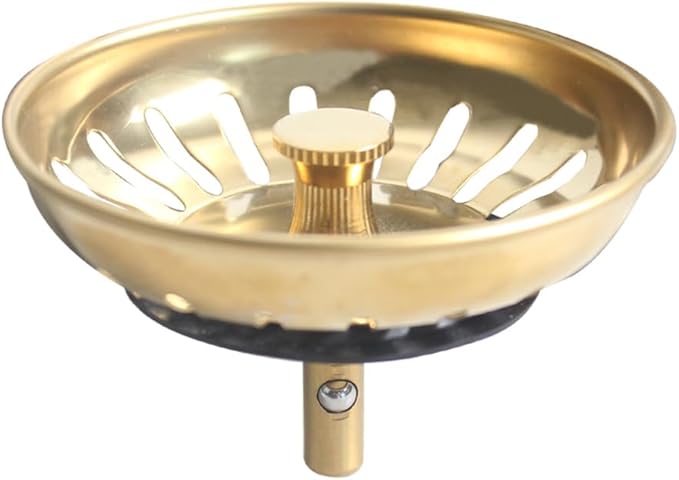 Talea Multiple Color Stainless Steel Kichen Sink Strainer Basket Waste Filter Drain Stopper QS491(Pack of Two) (Golden)