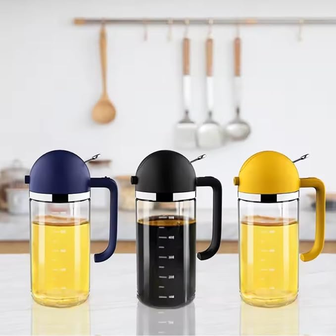 Oil Dispenser bottle for kitchen - 2 in 1 Oil Dispenser and Oil Sprayer - 500ml Oil Bottle with Pourer - Oil Sprayer for Cooking, Kitchen, Salad, Barbecue (YELLOW)