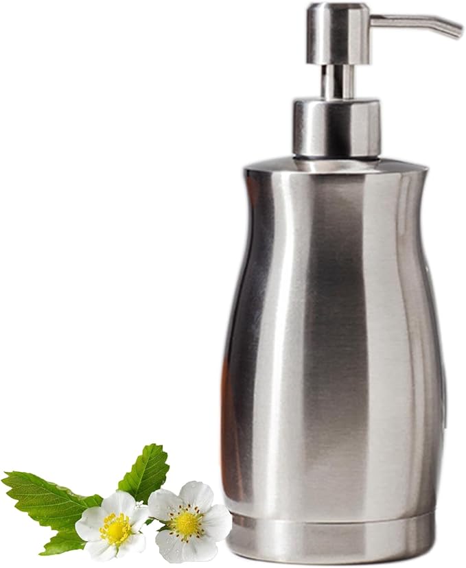 Brushed Stainless Steel Countertop Soap Dispenser Rust and Leak Resistant Hand Soap Pump with Funnel for Kitchen Countertops and Bathroom Dispensers (13.5 oz/400 ml)