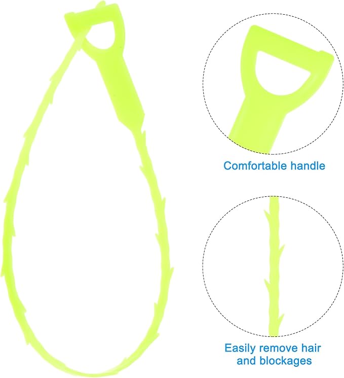 uxcell 3pcs 20 Inch Drain Hair Clog Remover Tool PP & 120 Inch Drain Cleaner Tool Sticks Stainless Steel Sewer Cleaning Hook Unclog Sink Unclogger for Toilet Bathtub Sewer, Green