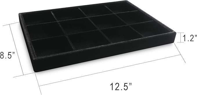 Frebeauty Stackable Velvet Jewelry Organizer Trays for Drawers Inserts Jewelry Storage Tray Display Case
