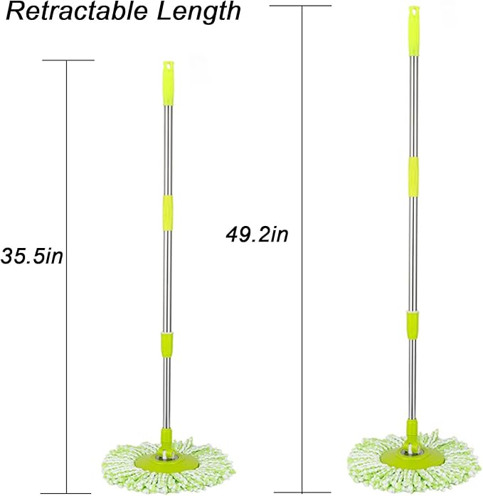 Spin Mop Pole Handle Replacement, Home Floor 360 Degrees Rotating Telescopic Replacement Handle Cleaning Tool Accessories Enhanced Thickened Version for Cleaning Home Bedroom Office (Green)