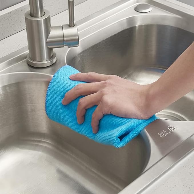 16 Pack Cleaning Cloths, Reusable Microfiber Cloth, Nanoscale Cleaning Cloth Lint Free Cloth Easy Clean Mixed [Blue+Orange+red+Green]
