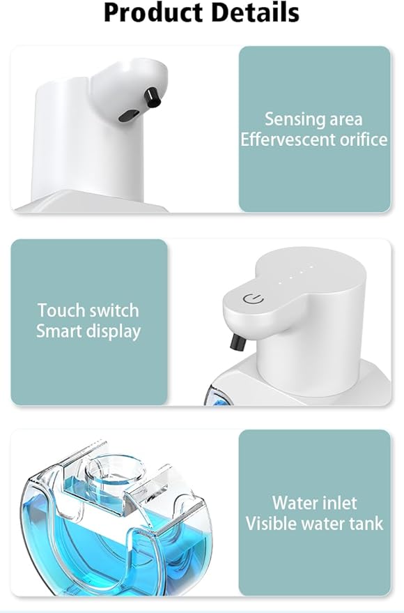 Automatic Soap Dispenser - 2025 Ipx5 Waterproof Touchless Hand Soap Dispenser | 4 Gear Foaming Adjustable Rechargeable Foam Soap Dispensers | 420ml for Bathroom,Kitchen (P10)
