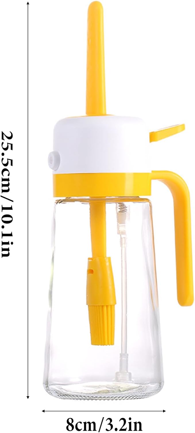 Olive Oil Dispenser Bottle for Kitchen,Olive Oil Sprayer Bottle for Cooking,2 in 1,Comes with A Silicone Brush,470ML