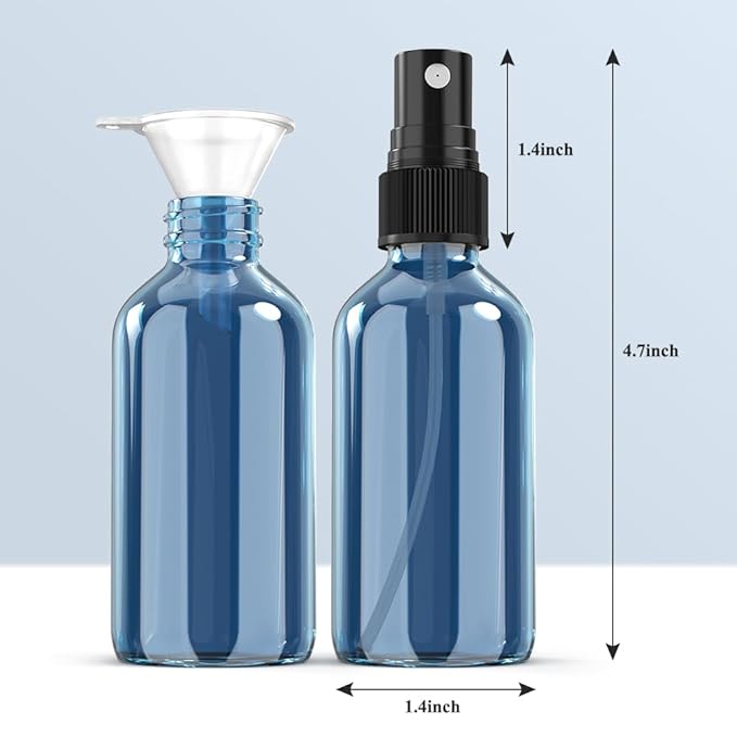 Wedama Spray Bottle, 2 oz Fine Mist Glass Spray Bottles, Little Refillable Liquid Containers for Watering Flowers Cleaning (16 Pack Indigo Blue)