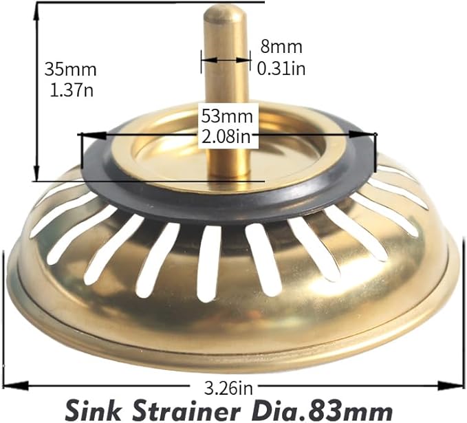 Talea Multiple Color Stainless Steel Kichen Sink Strainer Basket Waste Filter Drain Stopper QS491(Pack of Two) (Golden)