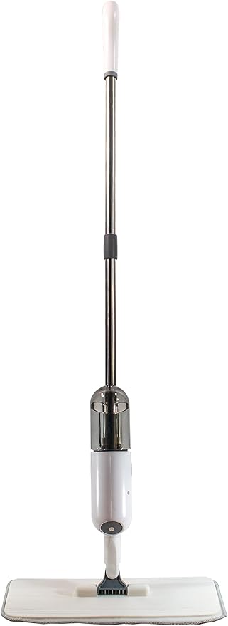 360 Microfiber Rotatable Spray Mop - Rotatable & Adjustable - Wet Or Dry Floor Cleaning - 410ML Water Tank Sprayer, 2 Microfiber Reusable Pads & Kitchen Scrubber
