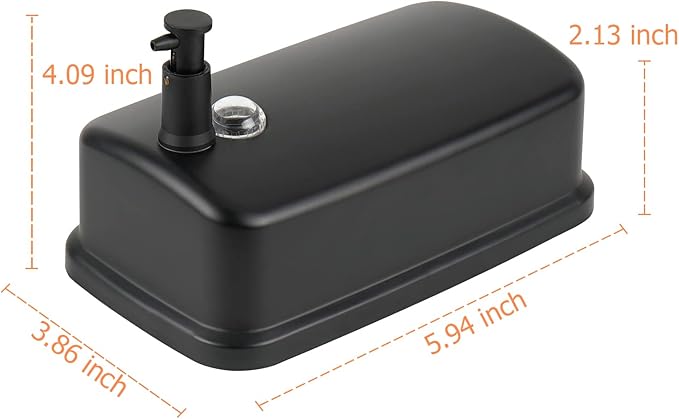 WEWABABY Wall Mount Soap Dispenser, 500 ml Black Metal for Bathroom & Kitchen