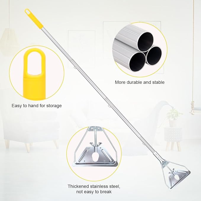 BeiLan Mop Handle Commercial Heavy Duty - 57 Inch Industrial Metal Mop Stick Replacement for Floor Cleaning - Professional Mops Head Replacement Holder