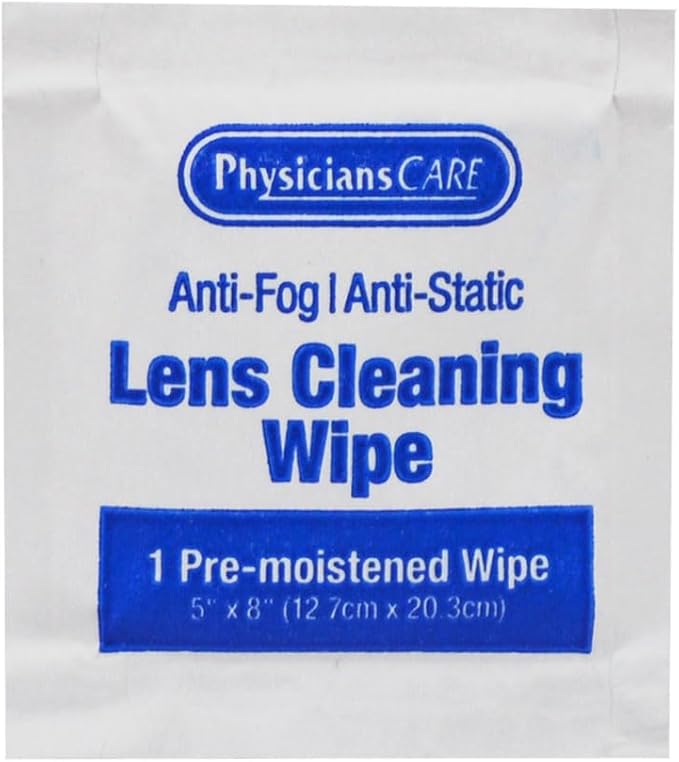 PhysiciansCare Pre-moistened Lens Wipes for Eyeglasses, Safety Glasses, Goggles & Camera Lenses, 2 Pack (100 Count)