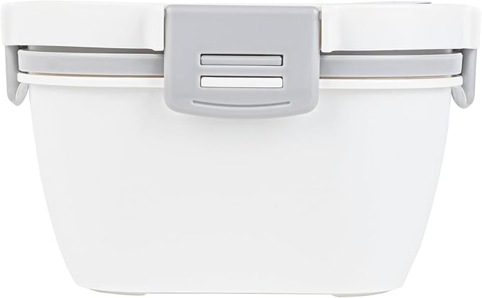 Restaurantware-Bento Tek 57.5 Ounce Bento Box, 1 Reusable Lunch Container - With Fork And Knife, Does Not Contain BPA, White And Gray Plastic Reusable Lunch Box, Microwavable, Dishwashable