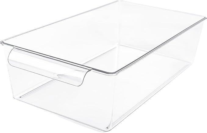 1Pack 2-Tier Bathroom Storage Organizer, Clear Under Sink Organizers Kitchen Vanity Counter Storage Container, Medicine Cabinet Drawers Bins, Pull-Out Organization with Track for Pantry