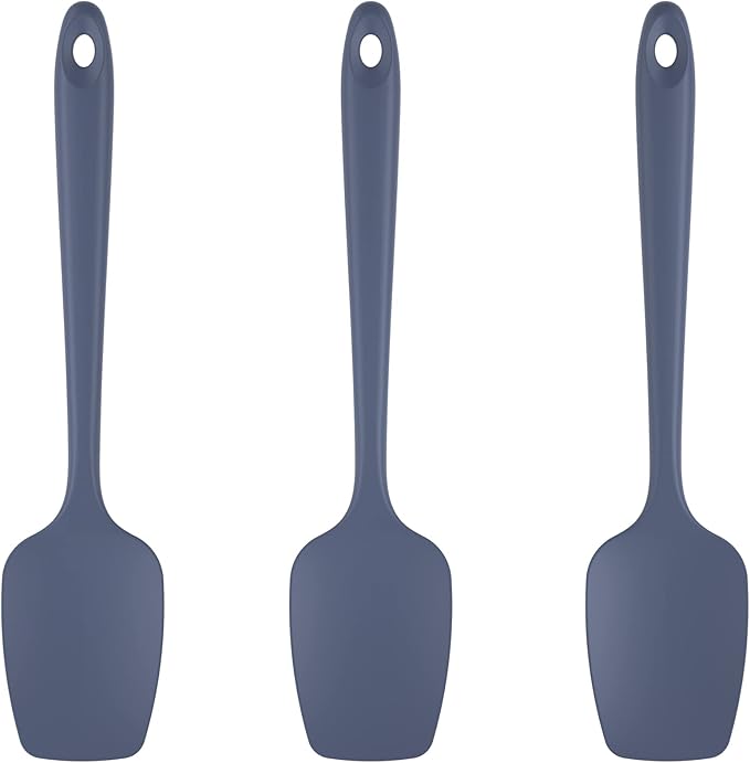 U-Taste Silicone Spoon Spatula Set, 600ºF High Heat Resistant Food Grade Flexible Rubber Scraper, Cooking Mixing Baking Kitchen Utensils Set of 3 (Midnight Blue)