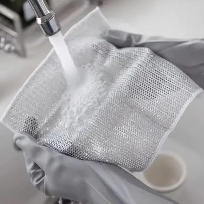 Mesh Microfiber Cleaning Cloths, Wire Dishwashing Rags, Multipurpose Kitchen Scrubbers, Wet and Dry Use